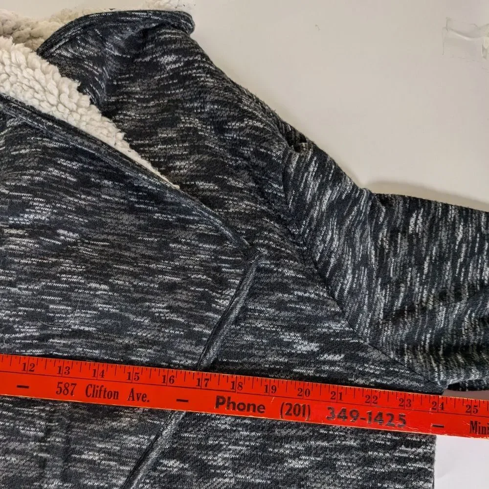 Green Tea Women's XXL Sherpa Lined Heather‎ Black / Dark Gray Cardigan Sweater